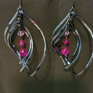Pink & silver colored earrings